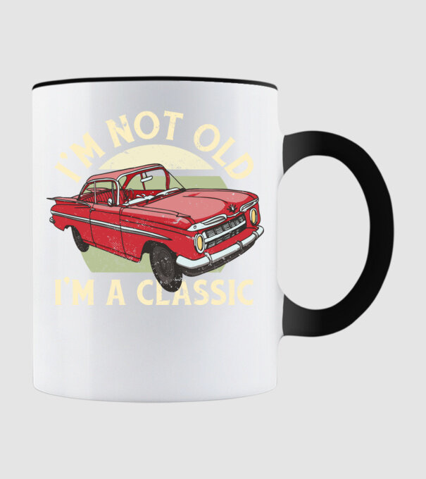 'Mașină clasică - I''m not old I''m a classic' model negru pe tricou