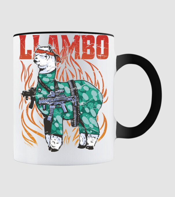 Llambo Lama model negru pe tricou