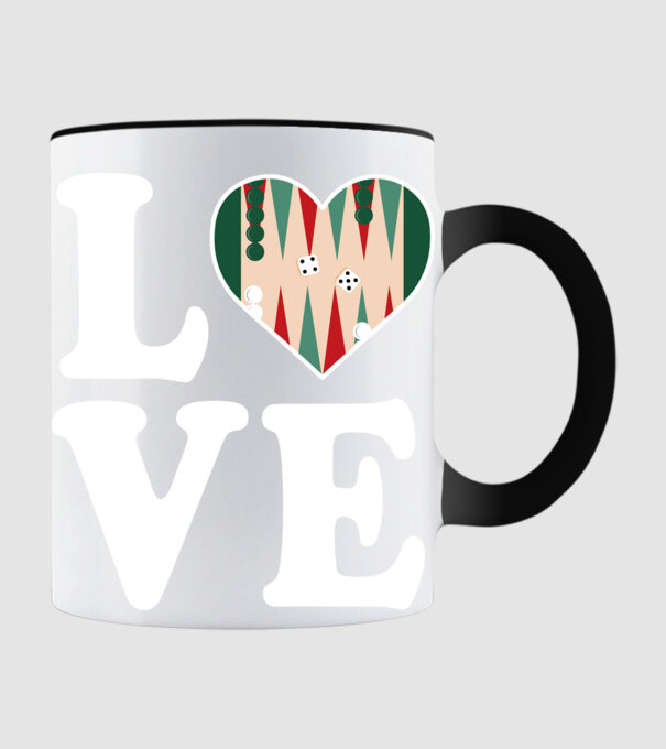 Love Backgammon model negru pe tricou