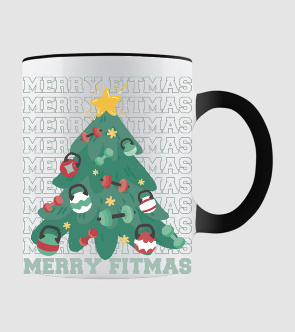 Merry Fitmas Fitmas Pom de Crăciun Fitness model negru pe tricou