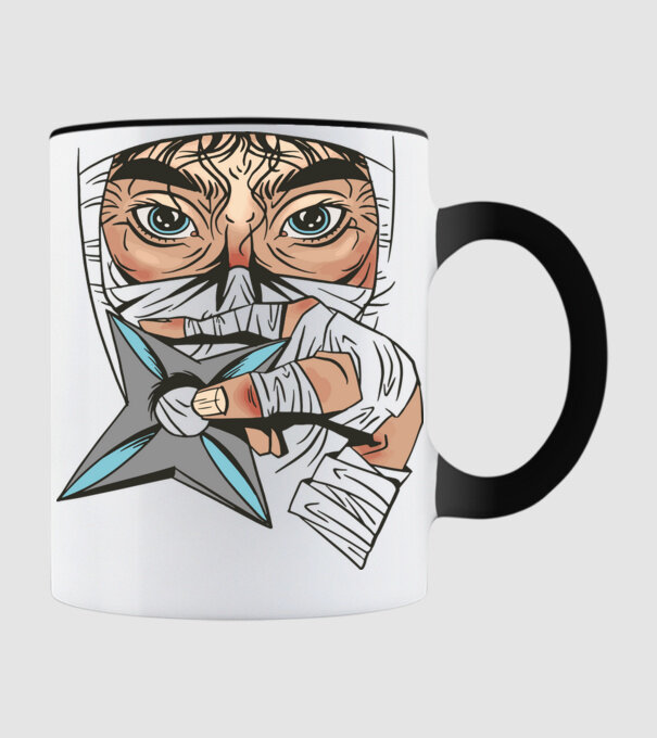 Cap de ninja model negru pe tricou