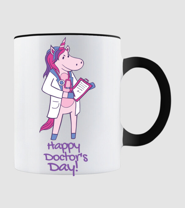 Medic Unicorn model negru pe tricou
