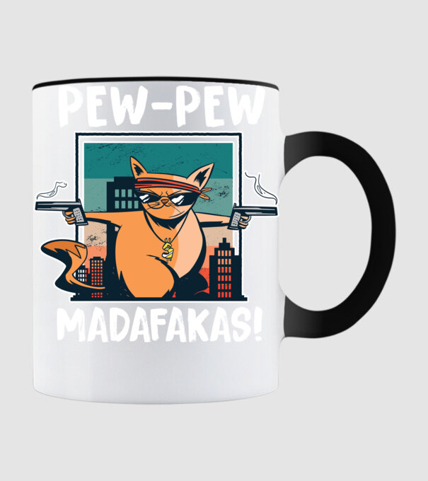 Pew Pew Pew Madafakas Pisică model negru pe tricou