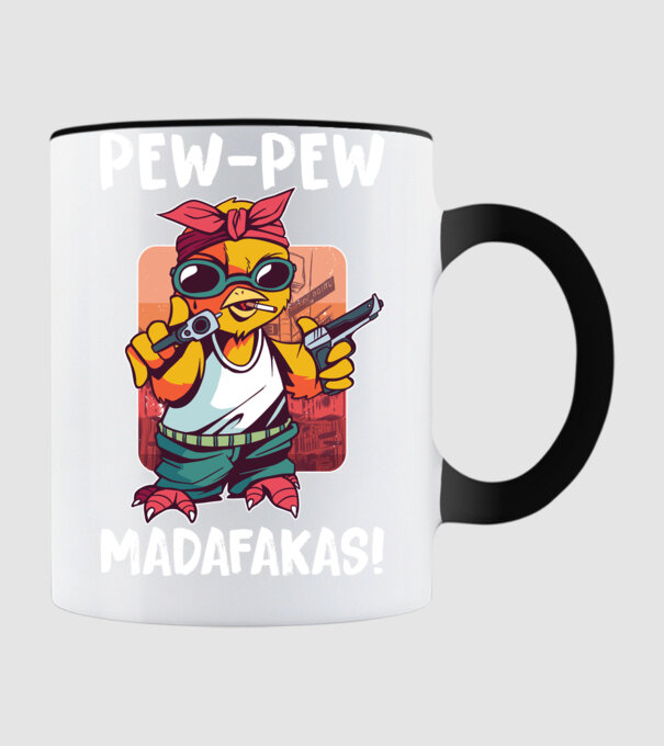Pew Pew Pew Madafakas Pui model negru pe tricou