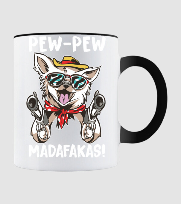 Pew Pew Pew Madafakas Chivava model negru pe tricou