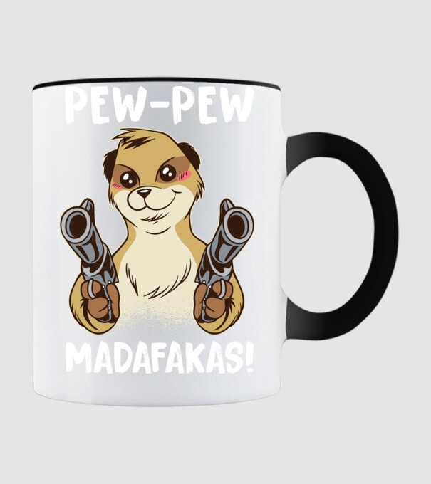Pew Pew Pew Madafakas Suricată model negru pe tricou