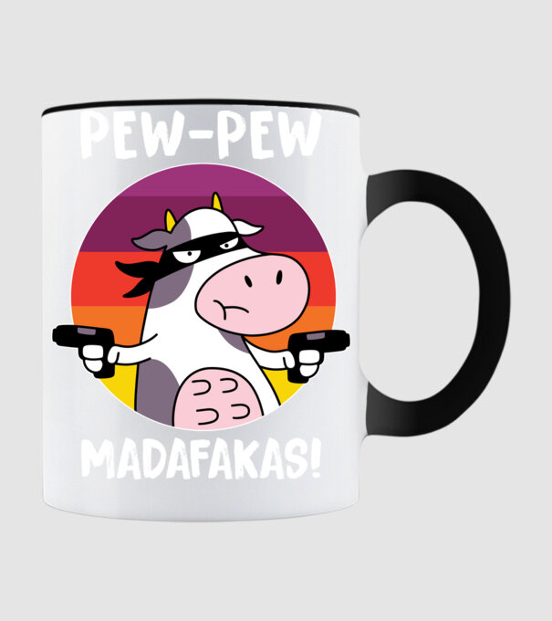 Pew Pew Pew Madafakas Vacă model negru pe tricou