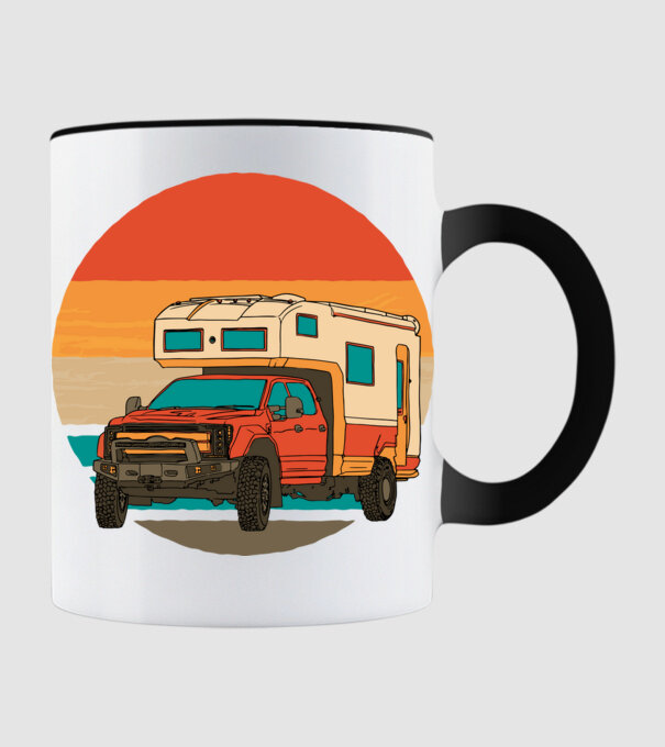 Campervan Retro model negru pe tricou