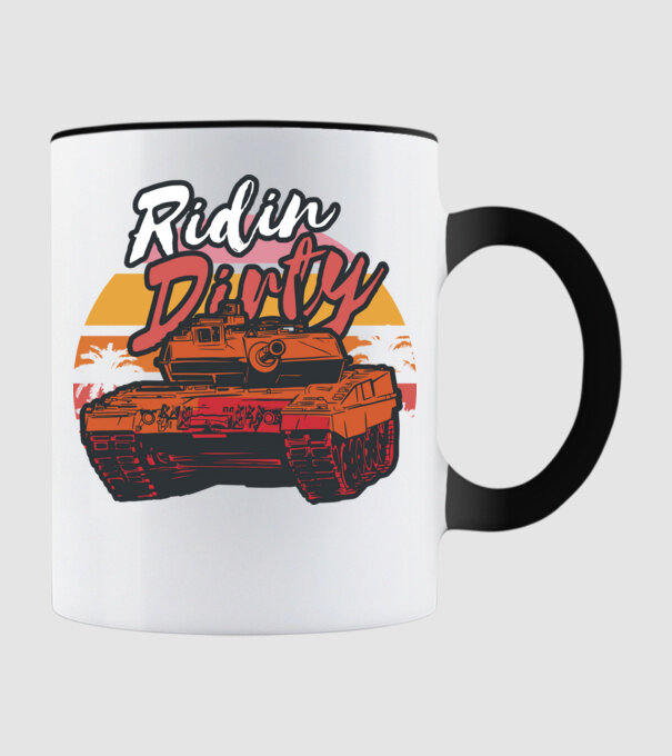 Ridin Dirty tricou cu tanc model negru pe tricou