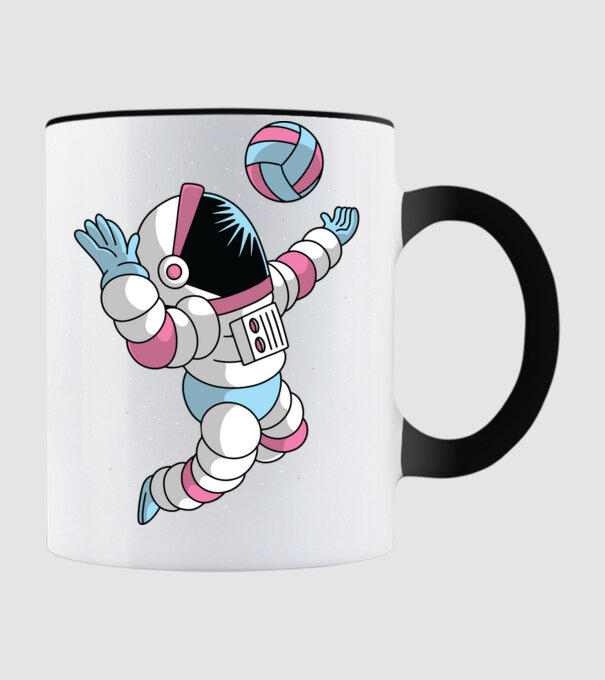 Astronaut voleibalist model negru pe tricou