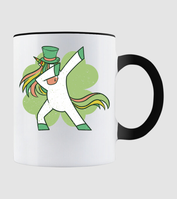 St Patrick Unicorn DAB model negru pe tricou