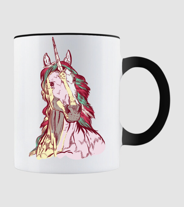 Unicorn colorat model negru pe tricou