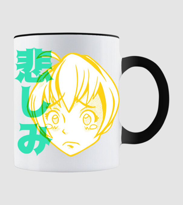 fată tristă Anime model negru pe tricou