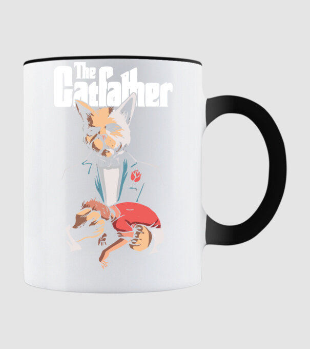 The Catfather model negru pe tricou