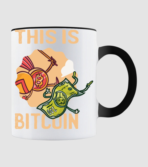 This is Bitcoin model negru pe tricou