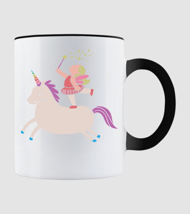 Zână Unicorn model negru pe tricou