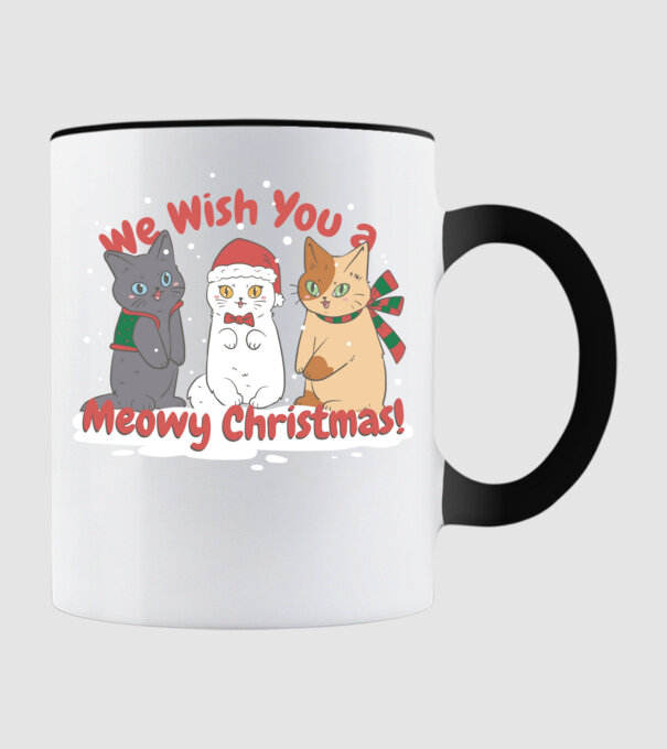 We wish You a Meowy Christmas model negru pe tricou