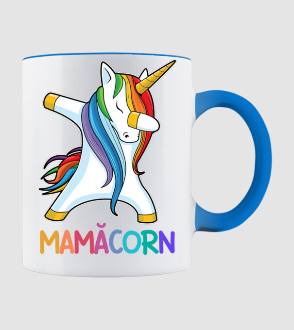 mamăcorn model albastru deschis pe tricou