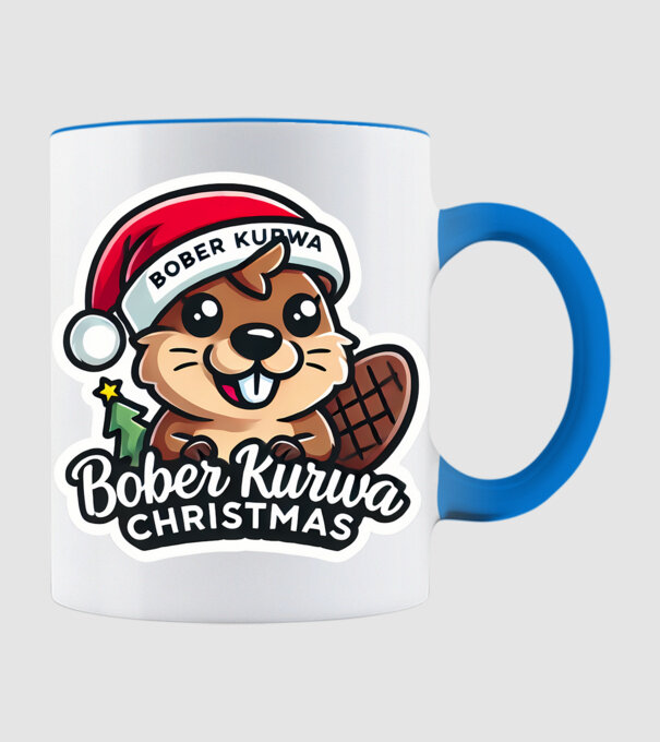Bober Kurwa Christmas 1 model albastru deschis pe tricou