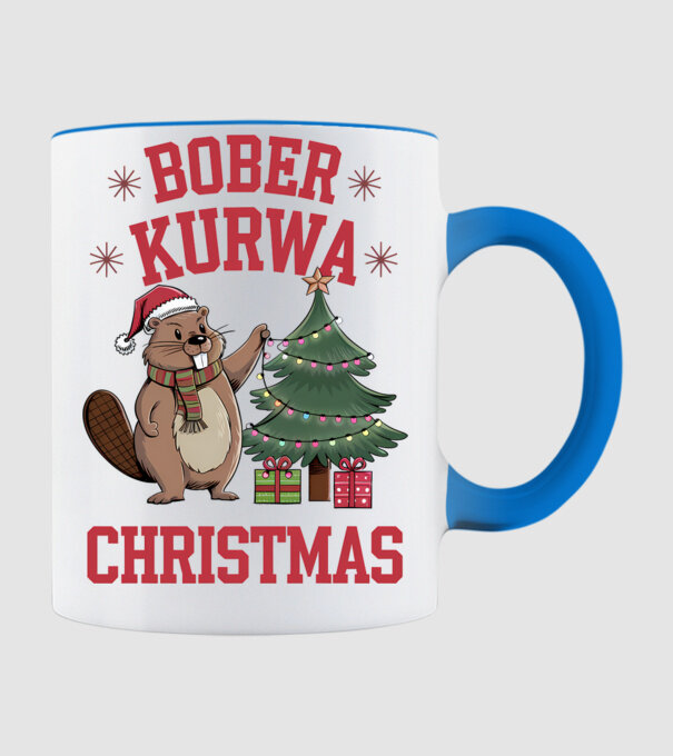Bober Kurwa Christmas 3 model albastru deschis pe tricou