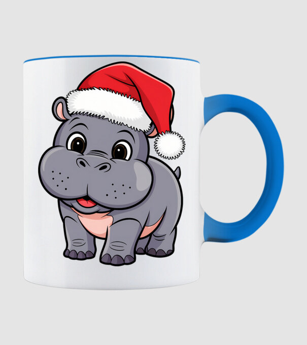 Crăciun Hippo model albastru deschis pe tricou