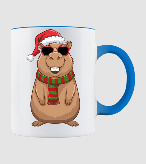 Crăciunul capybara model albastru deschis pe tricou