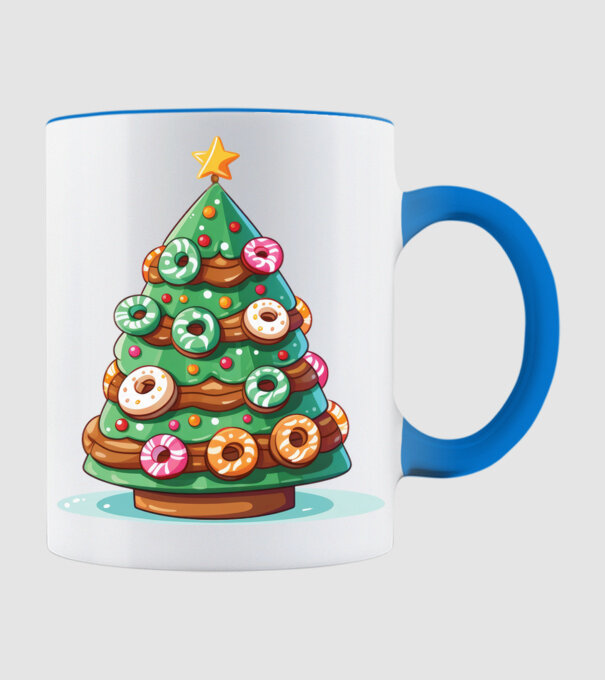 Doughnut pom de Crăciun model albastru deschis pe tricou