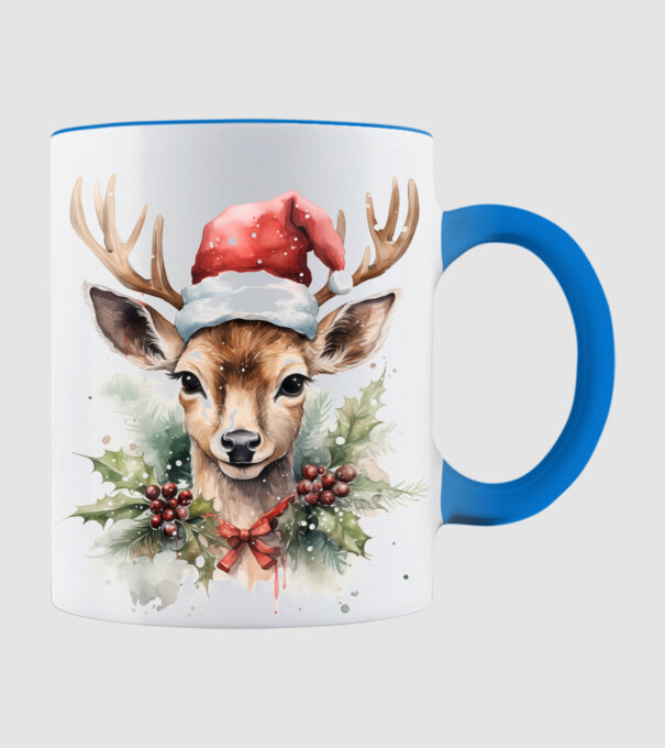Festive Reindeer model albastru deschis pe tricou
