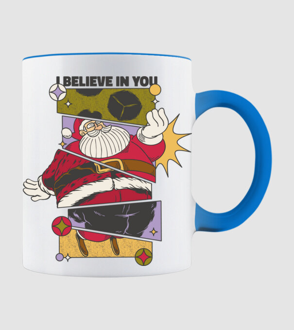 I believe in you Santa model albastru deschis pe tricou