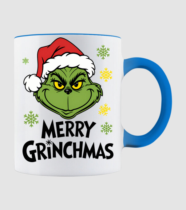 Merry Grinchmas Alb model albastru deschis pe tricou
