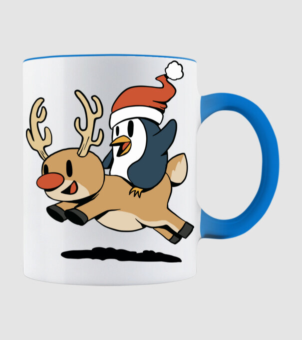 pinguin reindeer cristmas model albastru deschis pe tricou