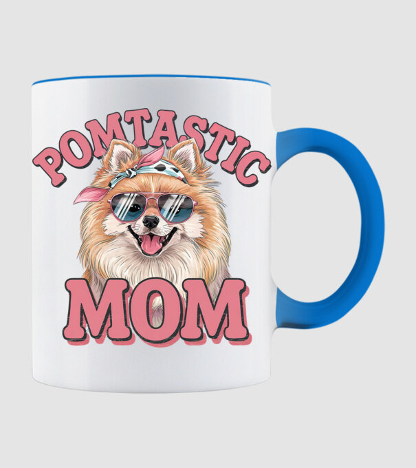 Pomtastic Mom model albastru deschis pe tricou