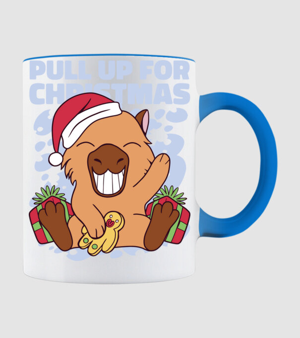 Pull up for christmas Capybara model albastru deschis pe tricou