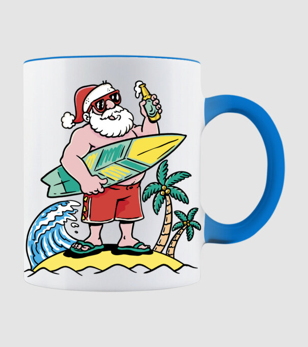 Santa Claus Summer model albastru deschis pe tricou