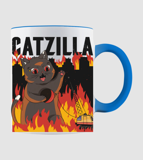 Anime Catzilla model albastru deschis pe tricou