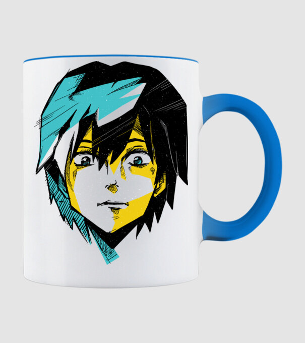 Cap Anime model albastru deschis pe tricou
