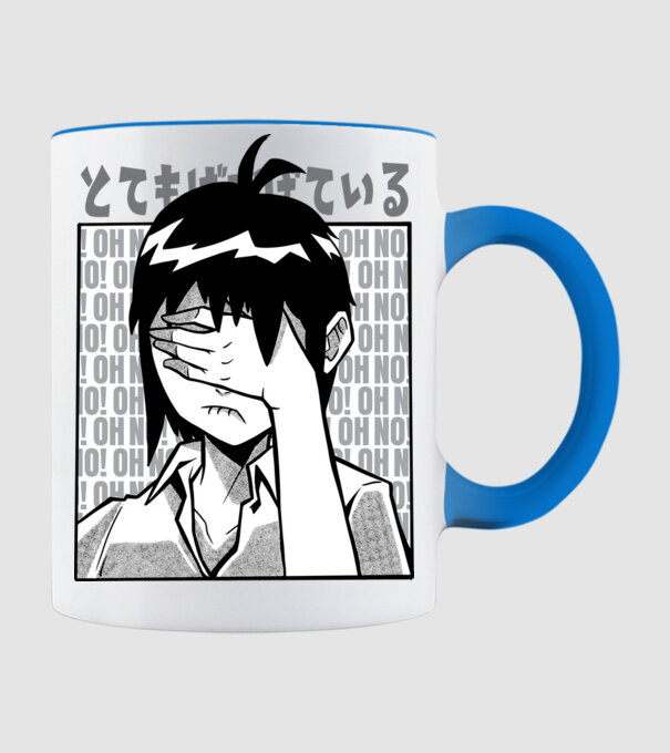 Cap Anime model albastru deschis pe tricou
