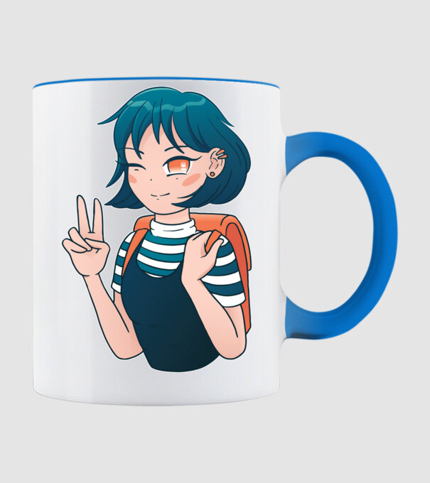 Anime fată model albastru deschis pe tricou