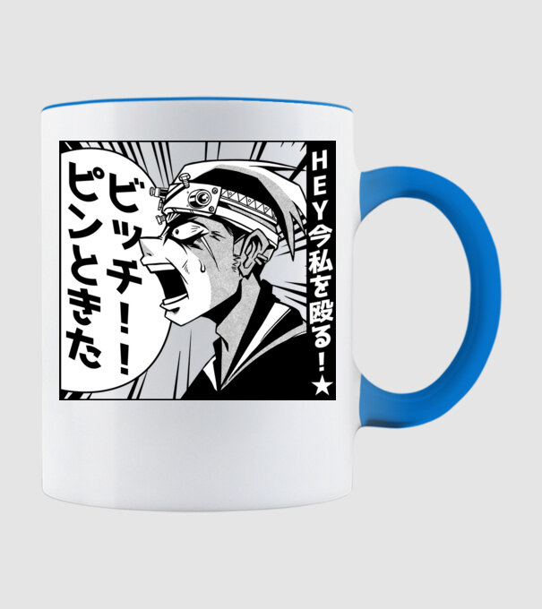 Cap Anime Manga model albastru deschis pe tricou