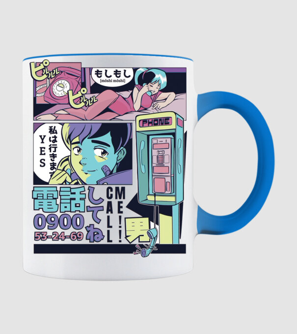 Anime Vaporwave benzi desenate model albastru deschis pe tricou