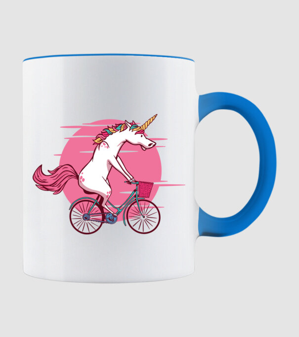 Unicorn cu bicicletă model albastru deschis pe tricou