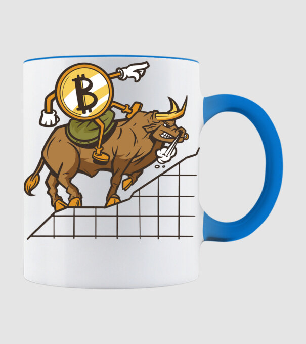 Taur Bitcoin model albastru deschis pe tricou