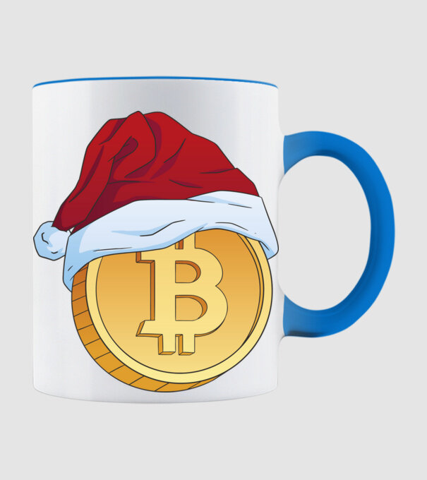 Crăciun Bitcoin model albastru deschis pe tricou