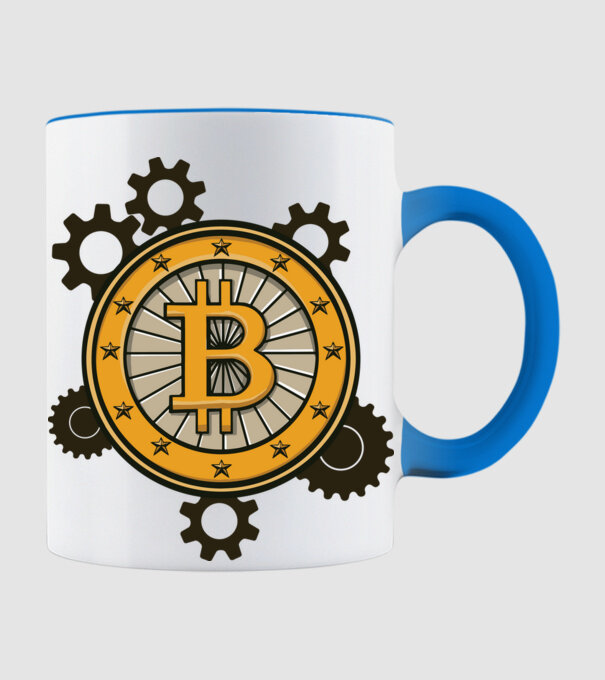 Mecanică Bitcoin model albastru deschis pe tricou