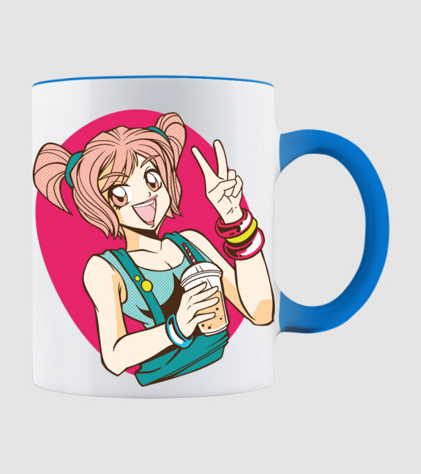 Bobba fată Anime model albastru deschis pe tricou