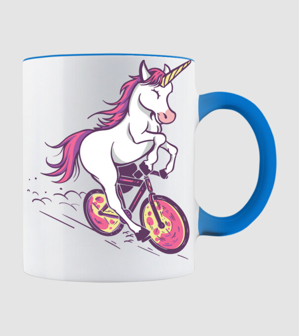 unicorn cu bicicletă model albastru deschis pe tricou