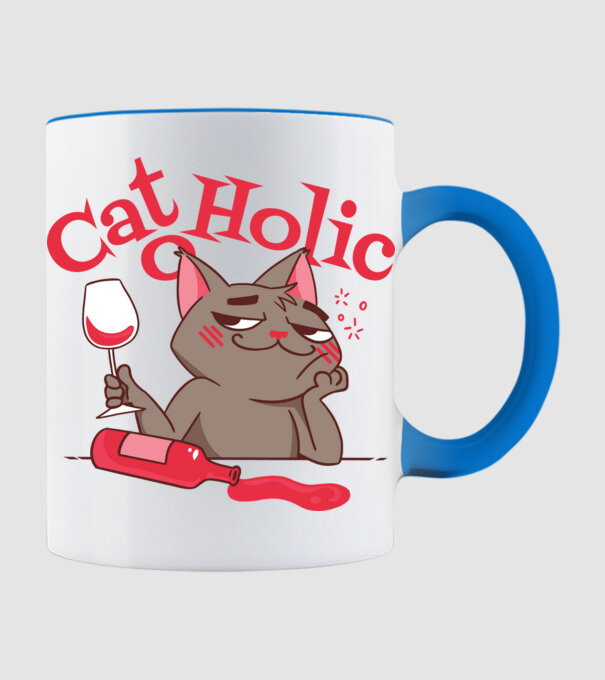 Catoholic - iubitor de pisici model albastru deschis pe tricou