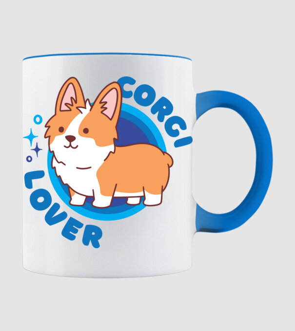 Corgi Lover model albastru deschis pe tricou