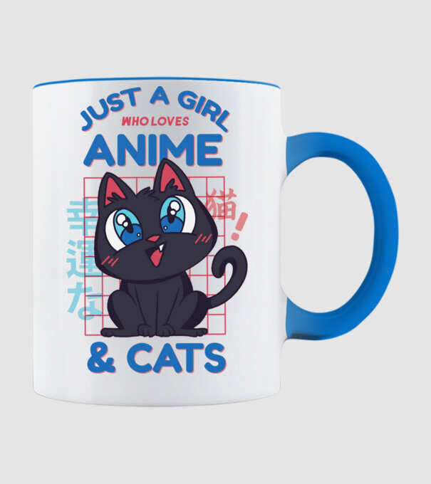 Doar o fată căreia îi place Anime și Pisicile model albastru deschis pe tricou