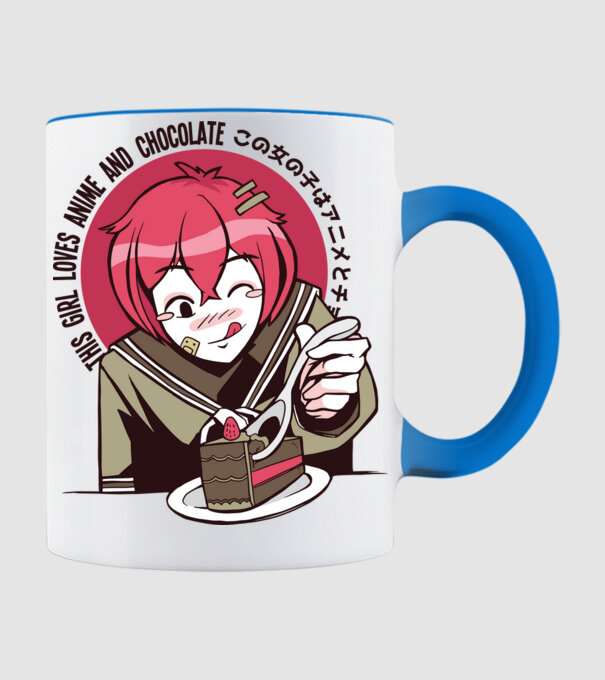 Doar o fată căreia îi place Anime și ciocolata model albastru deschis pe tricou